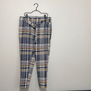 BNWT rainbow plaid paper bag pant